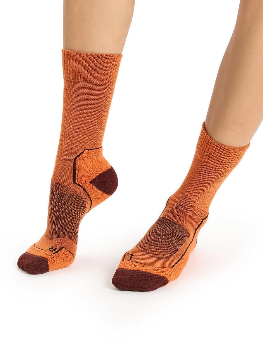 Flash / Espresso Women's Icebreaker Merino Hike+ Light Crew Socks | USA 1424CTVE